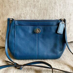 Coach Leather Crossbody Bag Blue Navy